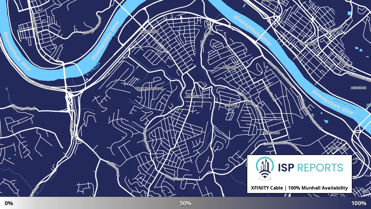 Munhall, PA map of internet availability