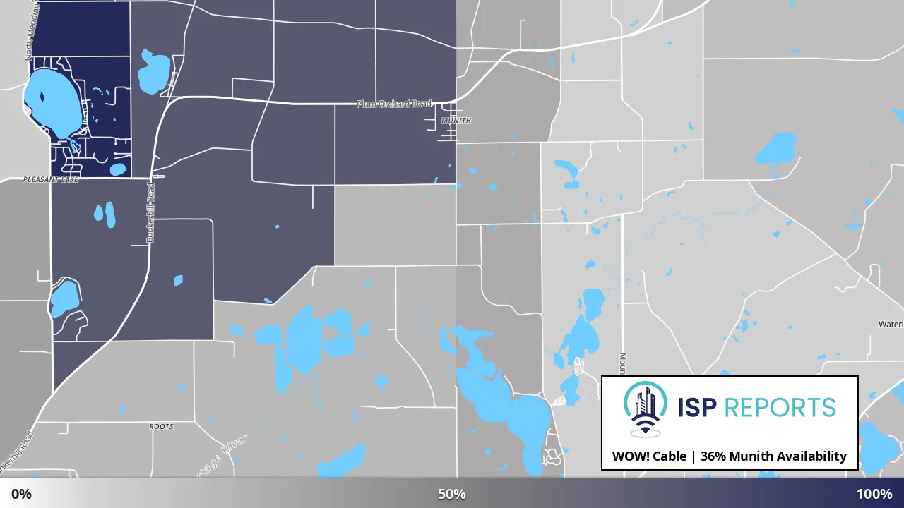 Munith, MI map of internet availability