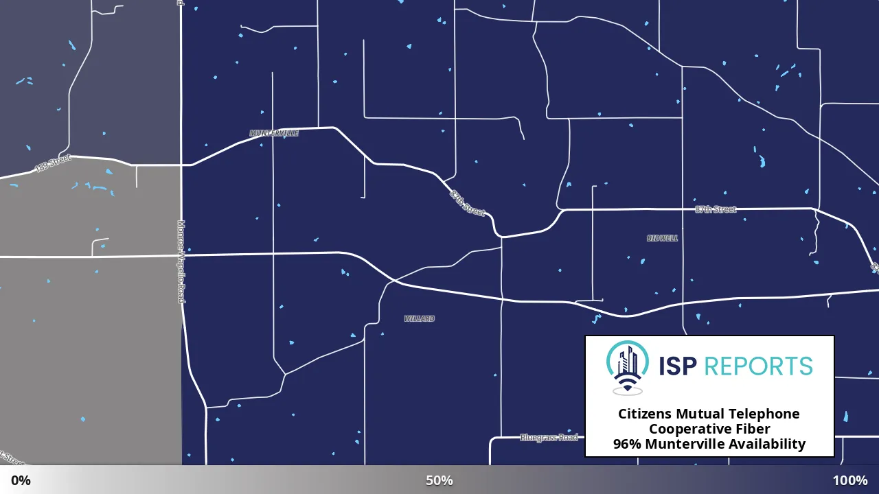 Munterville, IA map of internet availability