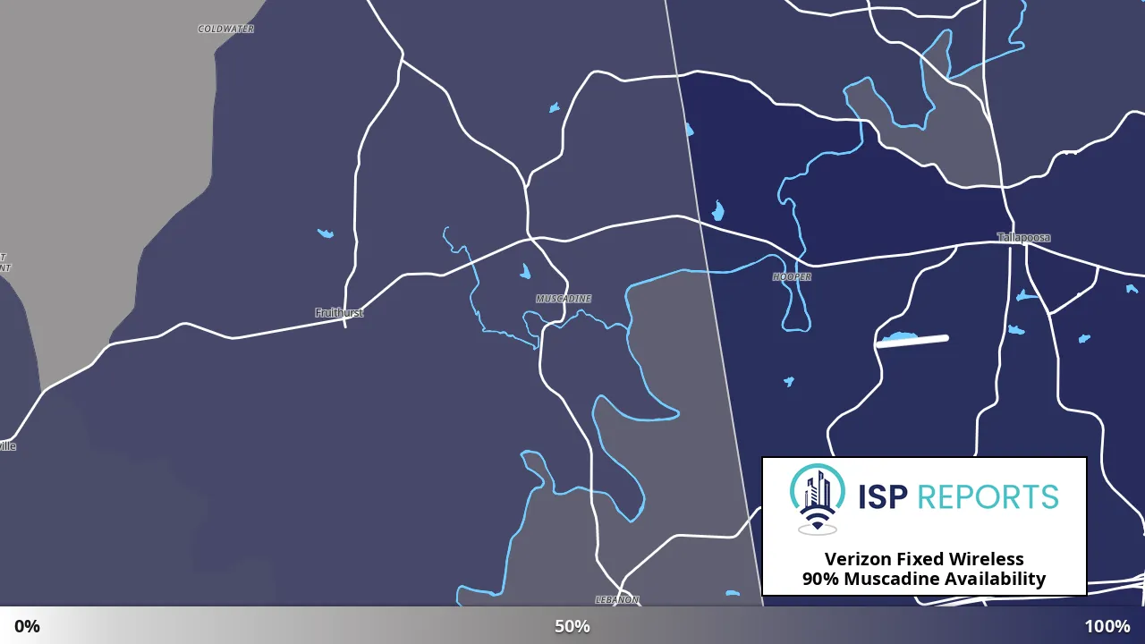 Muscadine, AL map of internet availability