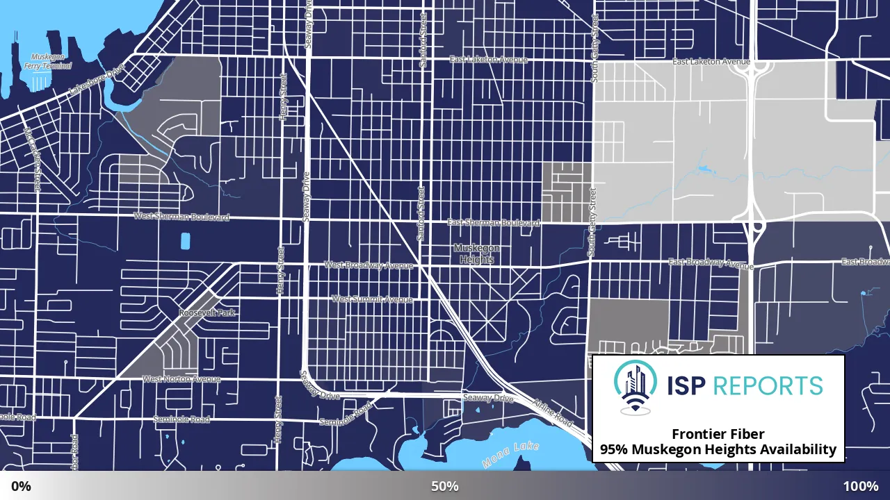 Muskegon Heights, MI map of internet availability
