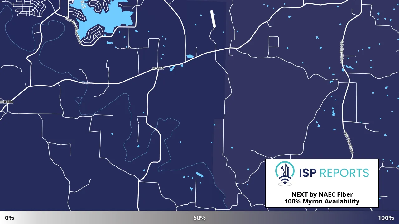 Myron, AR map of internet availability