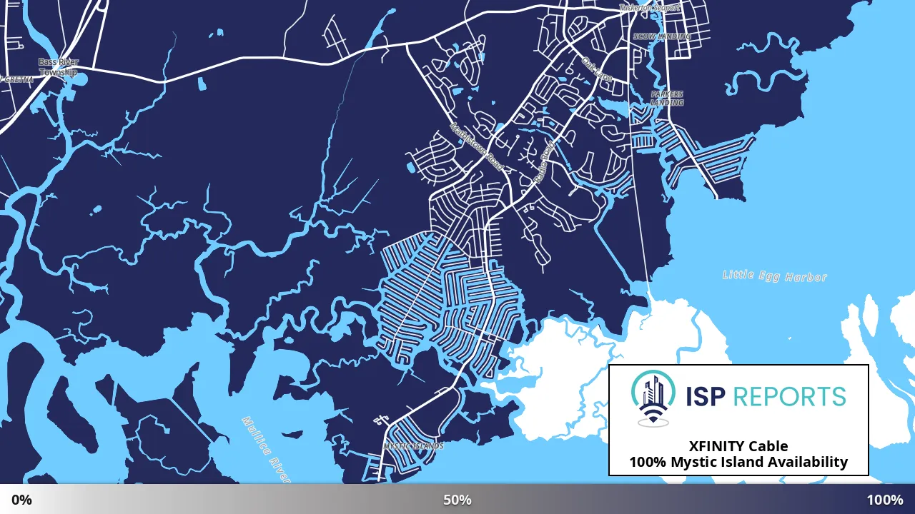 Mystic Island, NJ map of internet availability