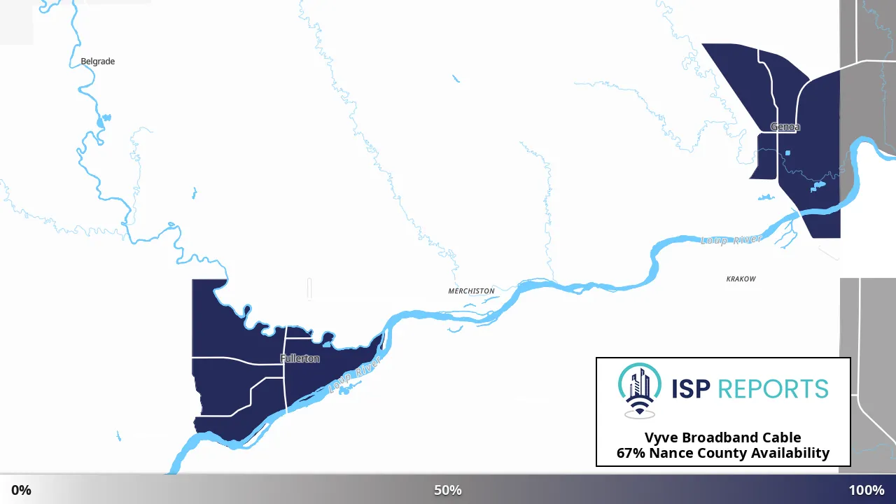 Nance County, NE map of internet availability