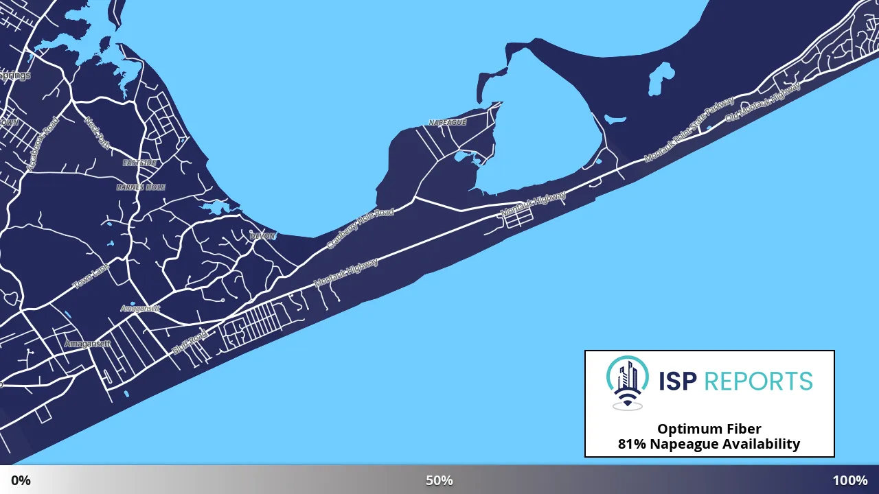 Napeague, NY map of internet availability