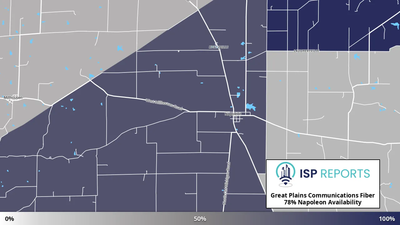 Napoleon, IN map of internet availability