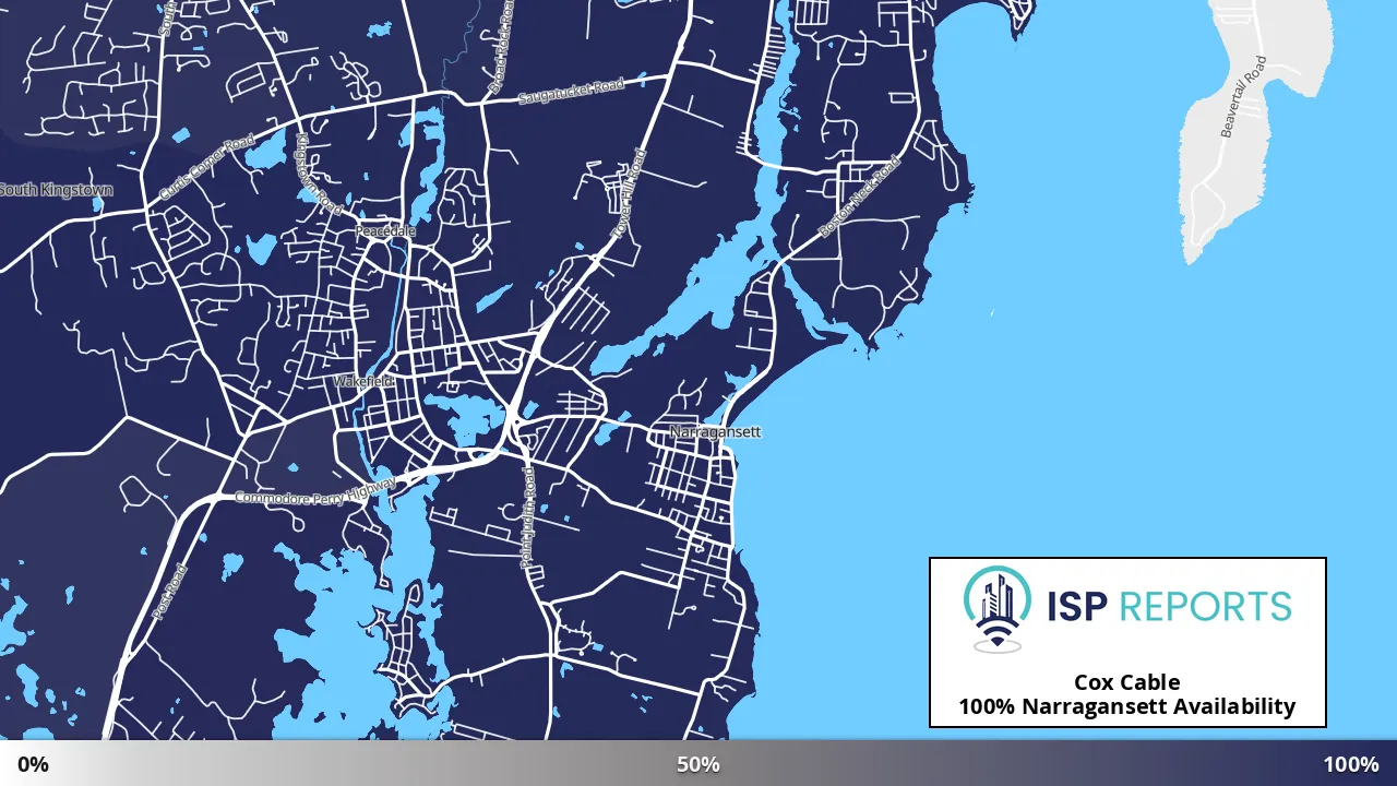 Narragansett, RI map of internet availability