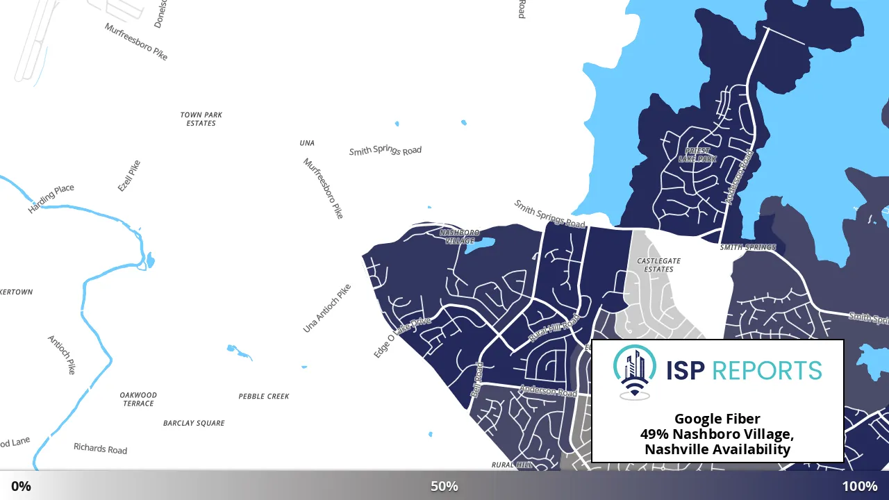 Nashboro Village, Nashville, TN map of internet availability
