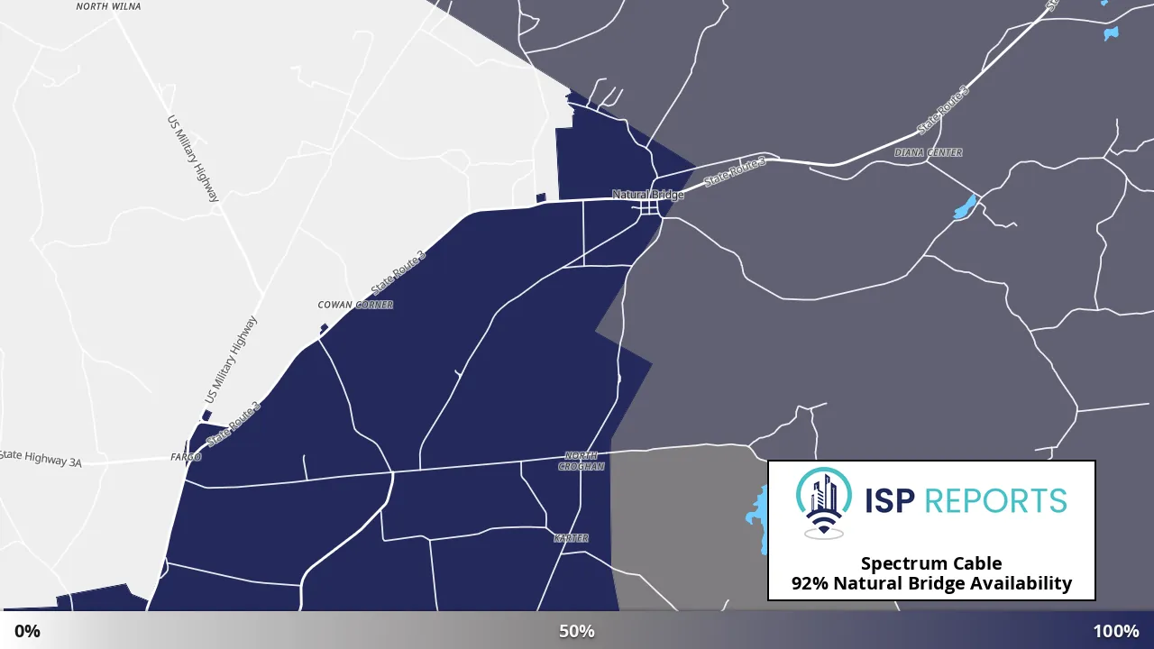 Natural Bridge, NY map of internet availability