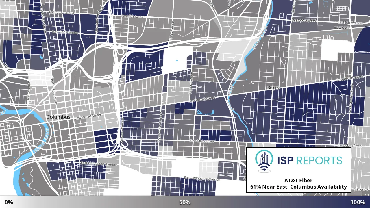 Near East, Columbus, OH map of internet availability
