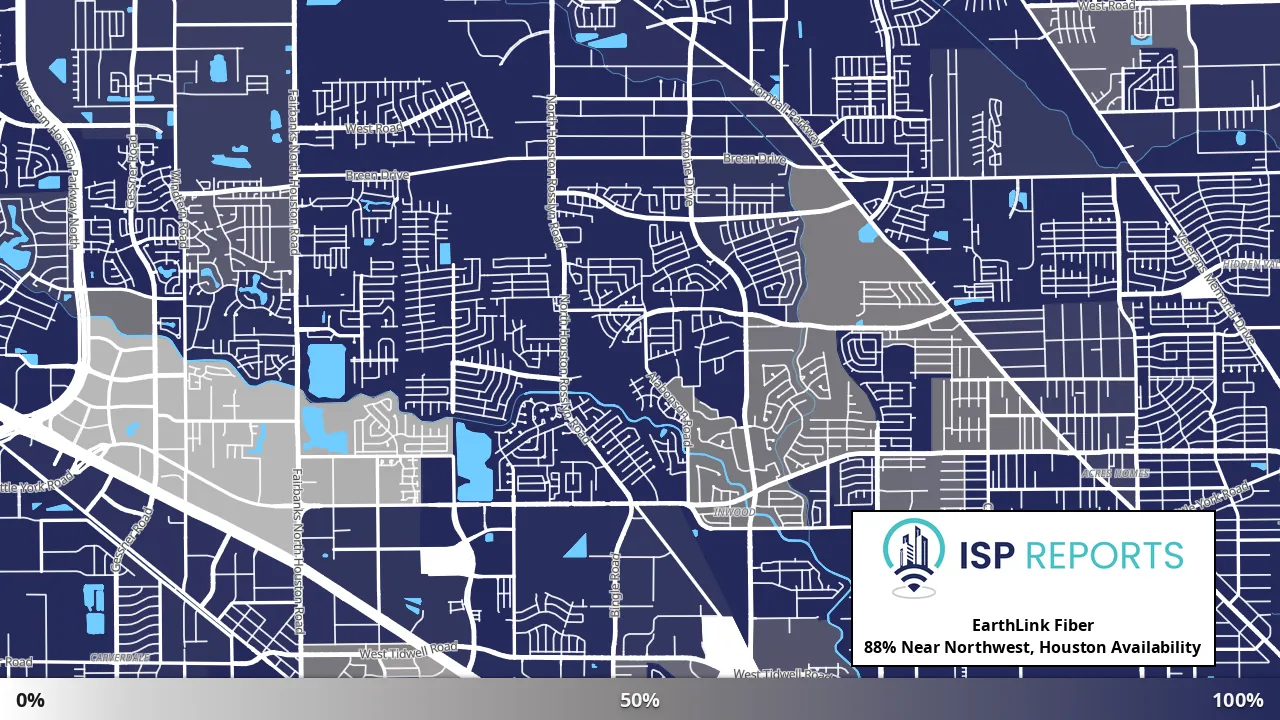 Near Northwest, Houston, TX map of internet availability