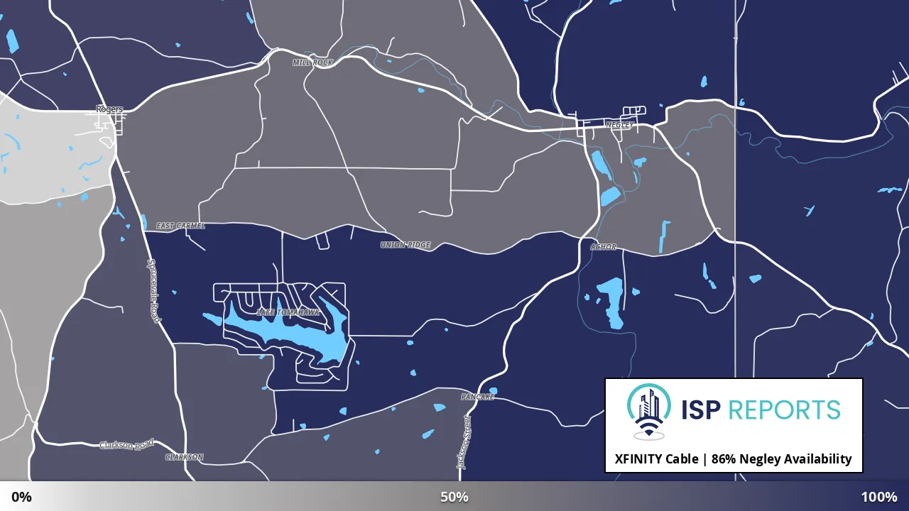 Negley, OH map of internet availability