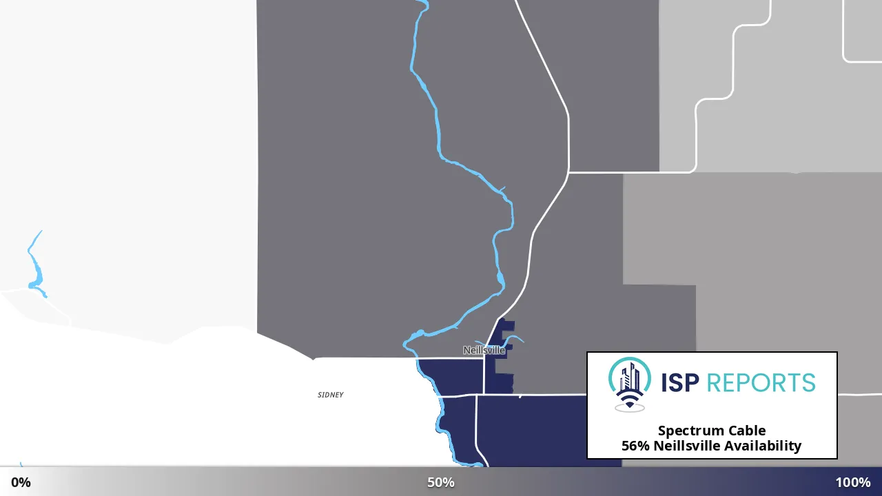 Neillsville, WI map of internet availability