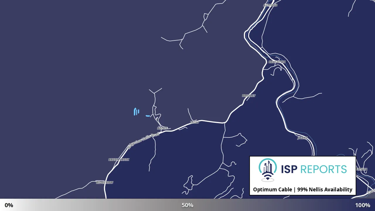 Nellis, WV map of internet availability