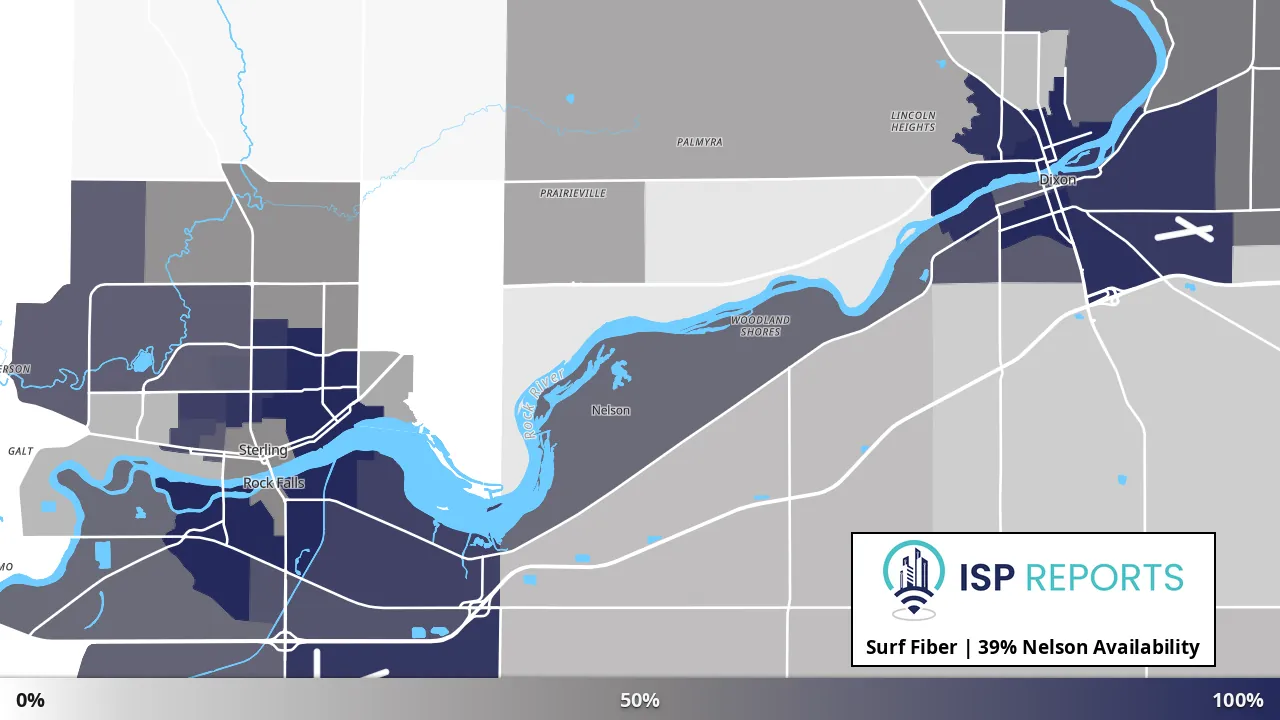 Nelson, IL map of internet availability