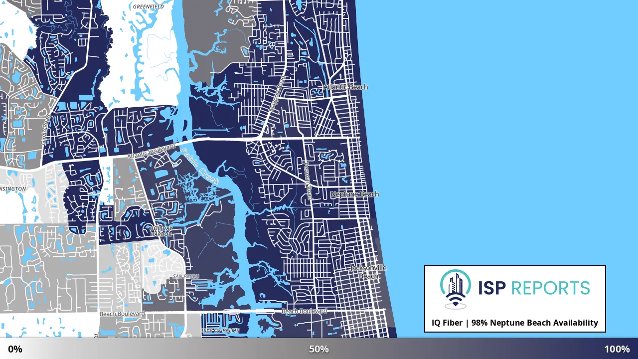 Neptune Beach, FL map of internet availability