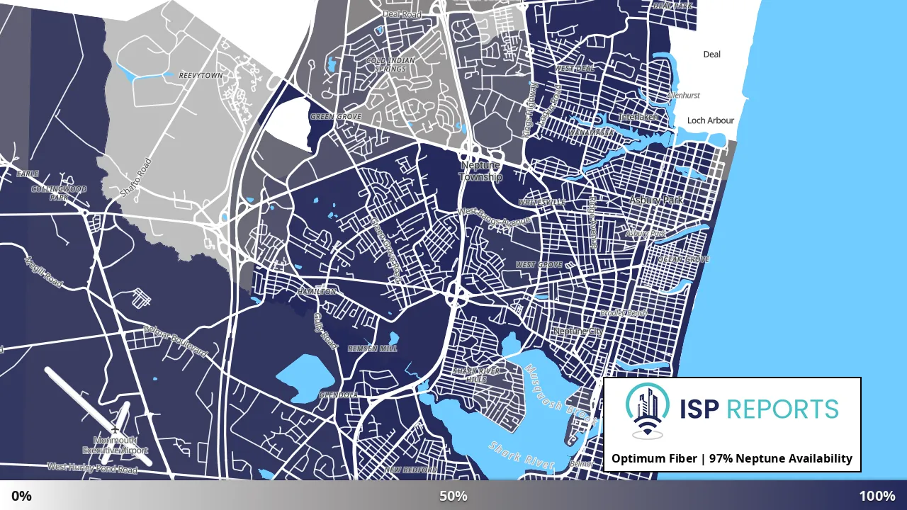Neptune, NJ map of internet availability