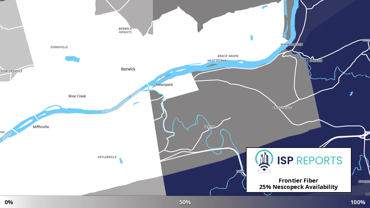 Nescopeck, PA map of internet availability
