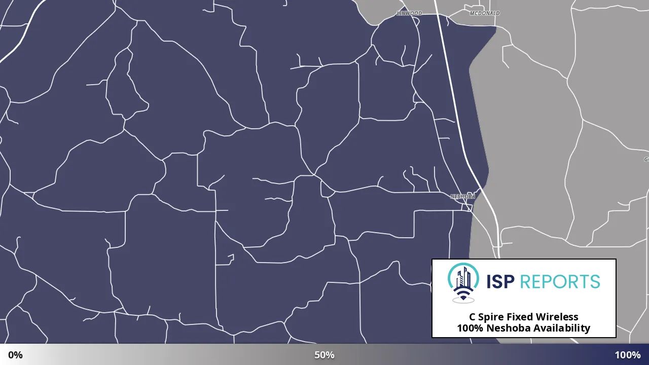 Neshoba, MS map of internet availability