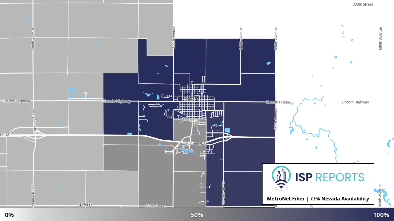 Nevada, IA map of internet availability
