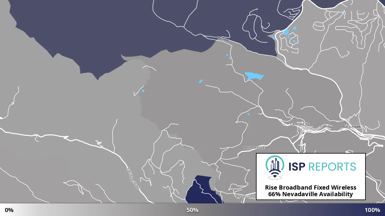 Nevadaville, CO map of internet availability