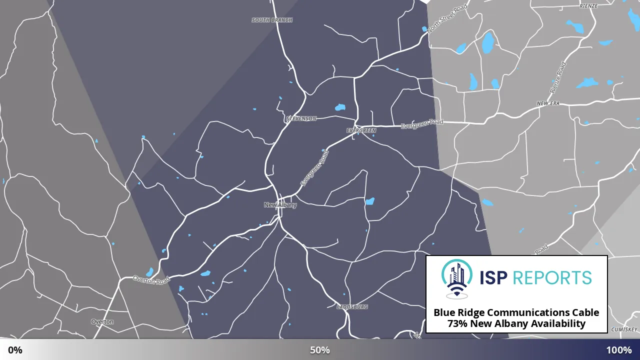 New Albany, PA map of internet availability