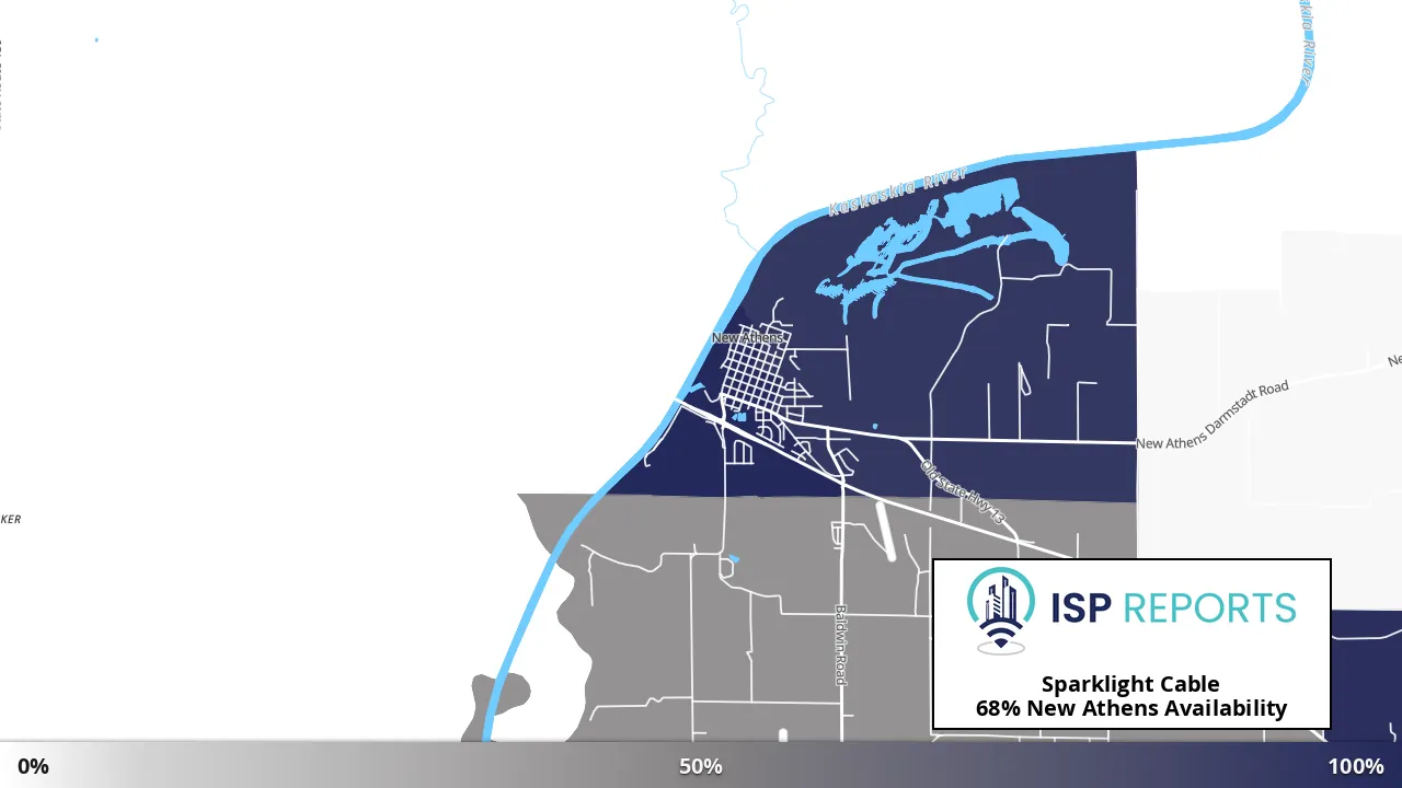 New Athens, IL map of internet availability