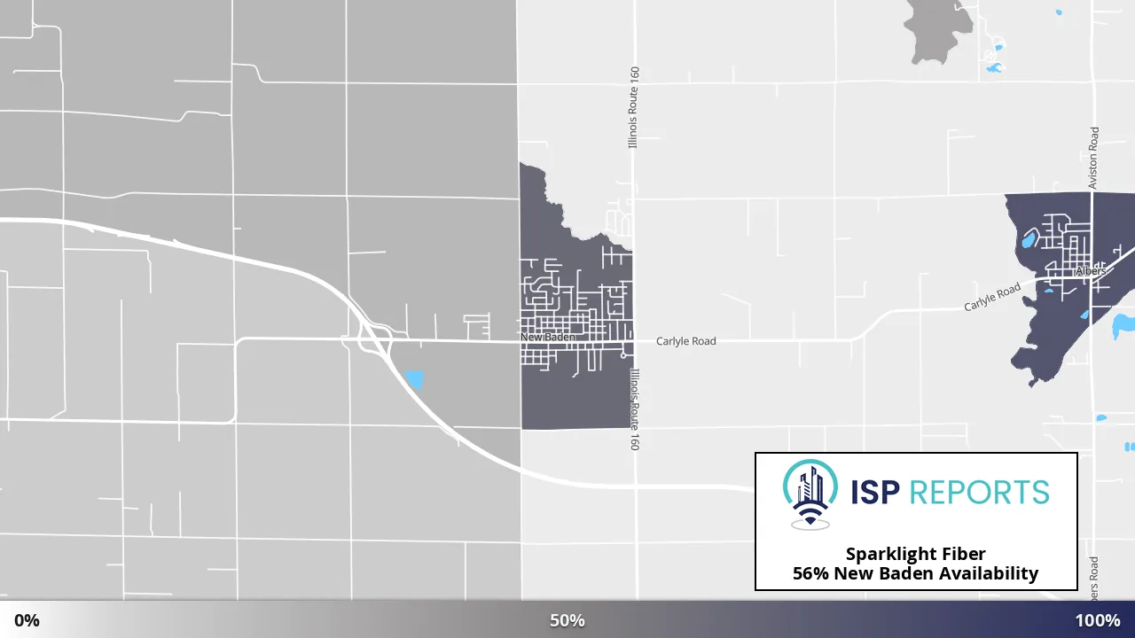 New Baden, IL map of internet availability