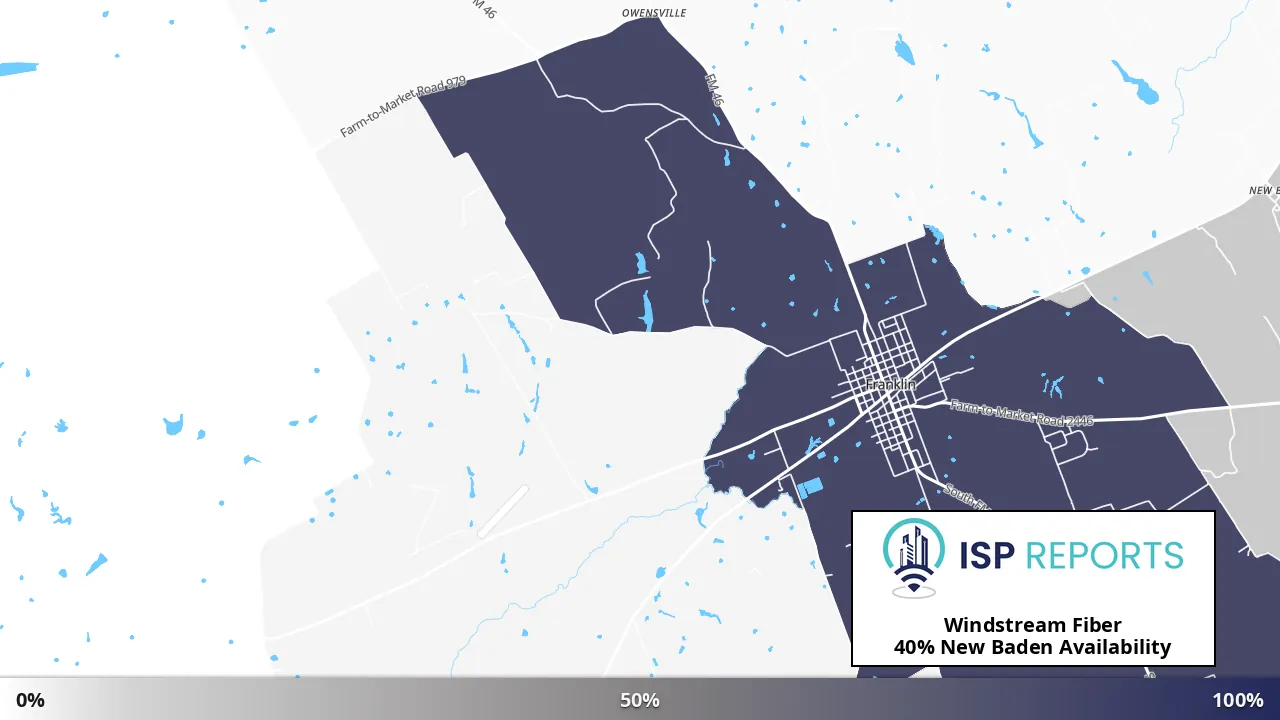New Baden, TX map of internet availability