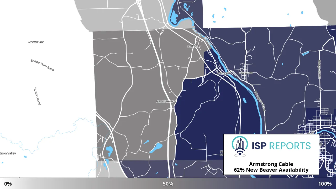 New Beaver, PA map of internet availability