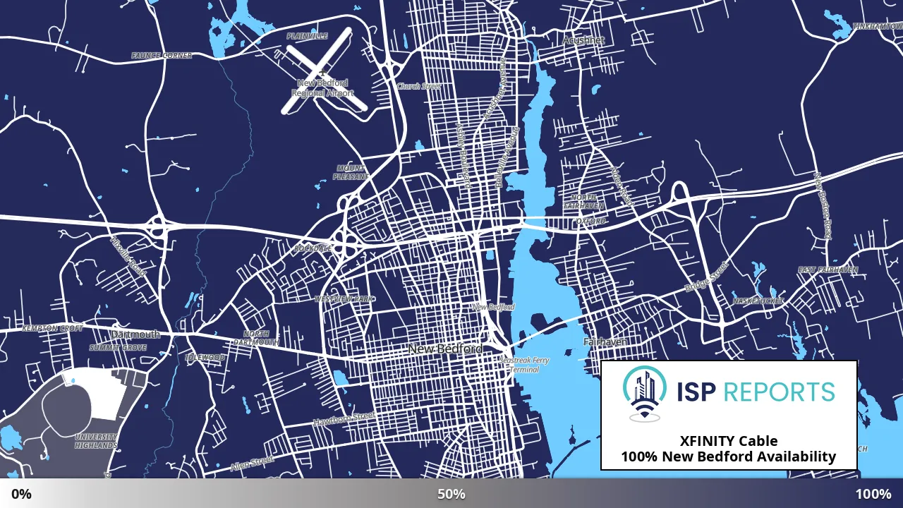 New Bedford, MA map of internet availability