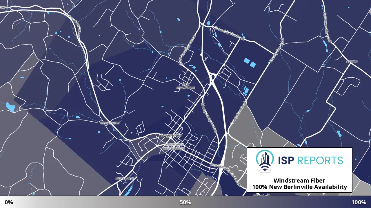 New Berlinville, PA map of internet availability