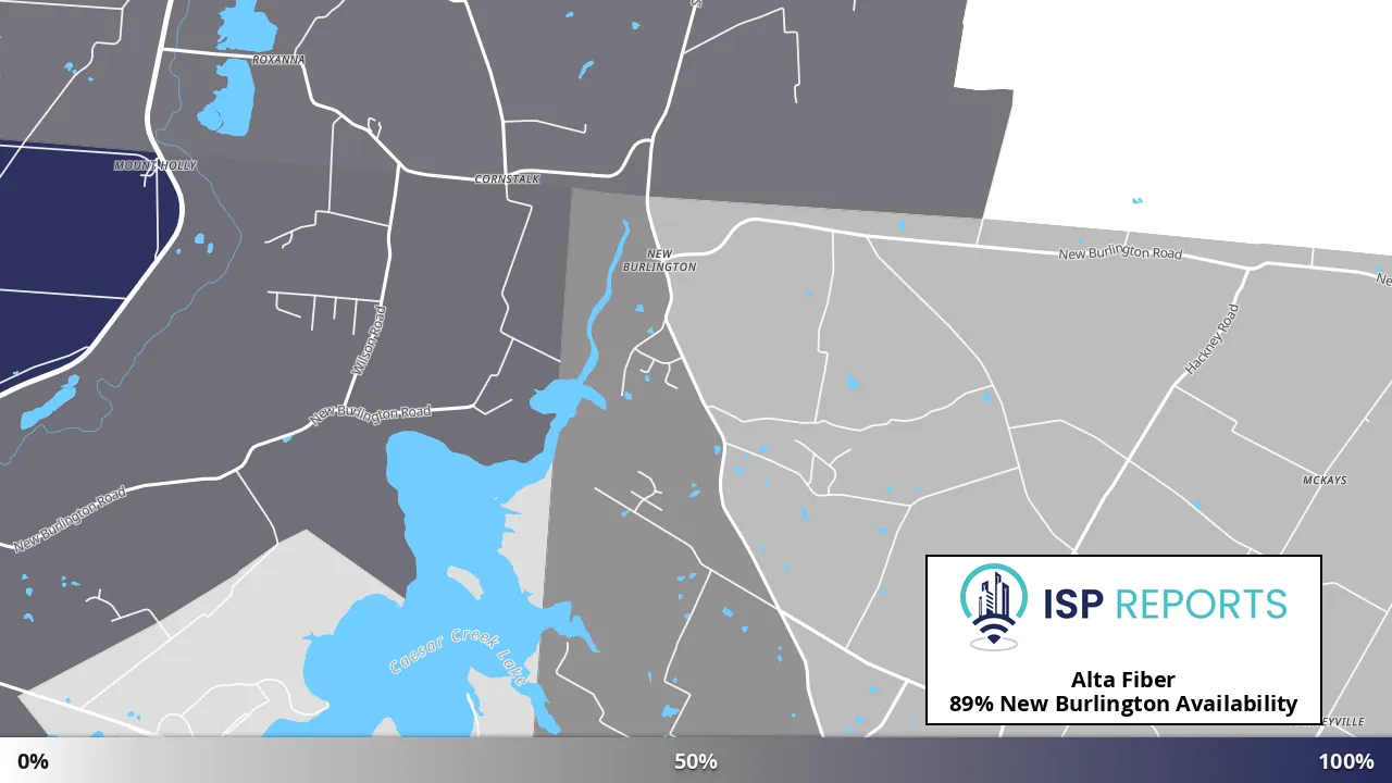 New Burlington, OH map of internet availability