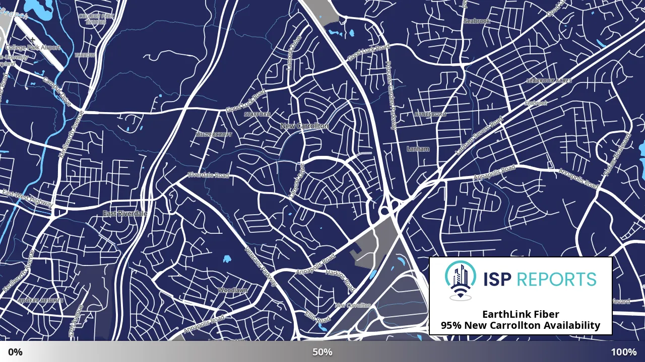 New Carrollton, MD map of internet availability
