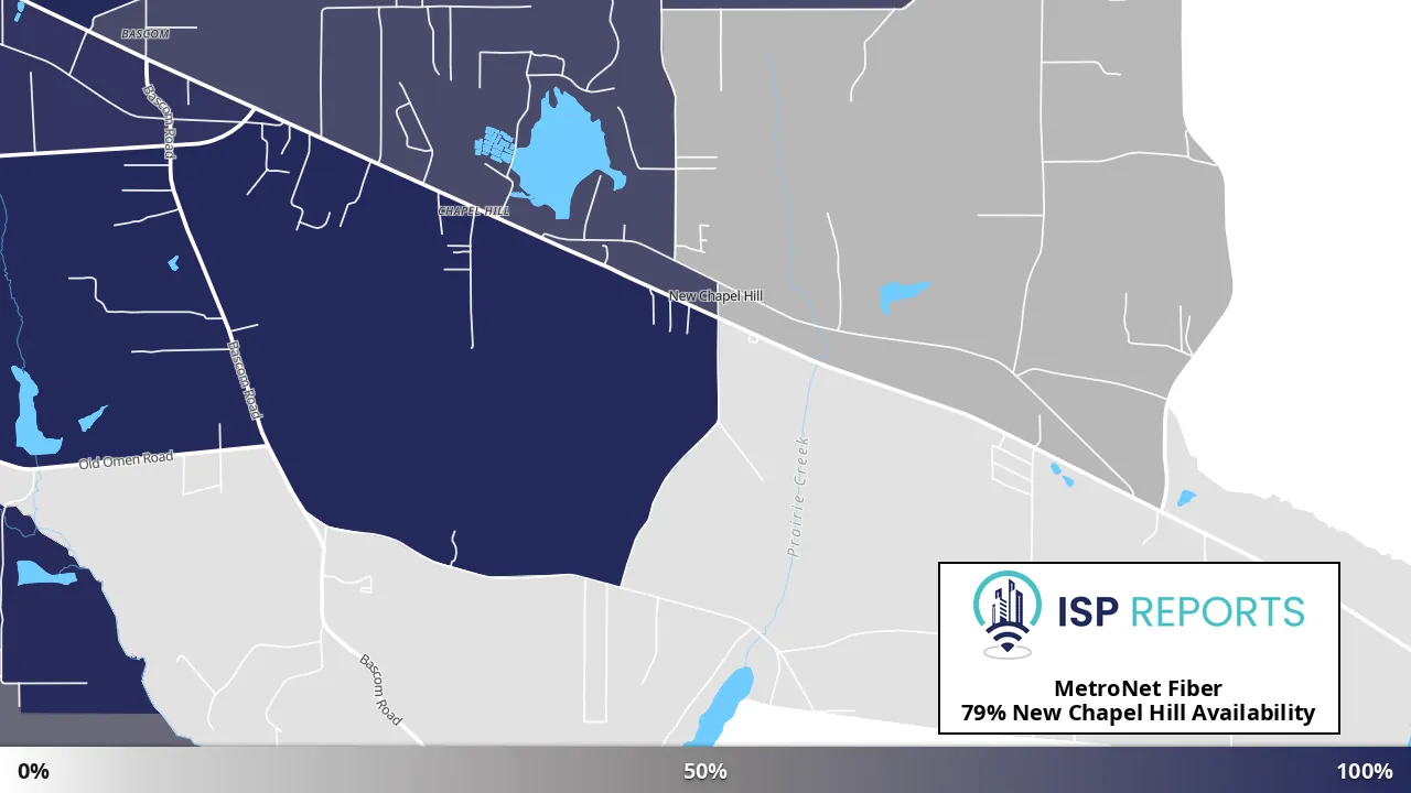 New Chapel Hill, TX map of internet availability