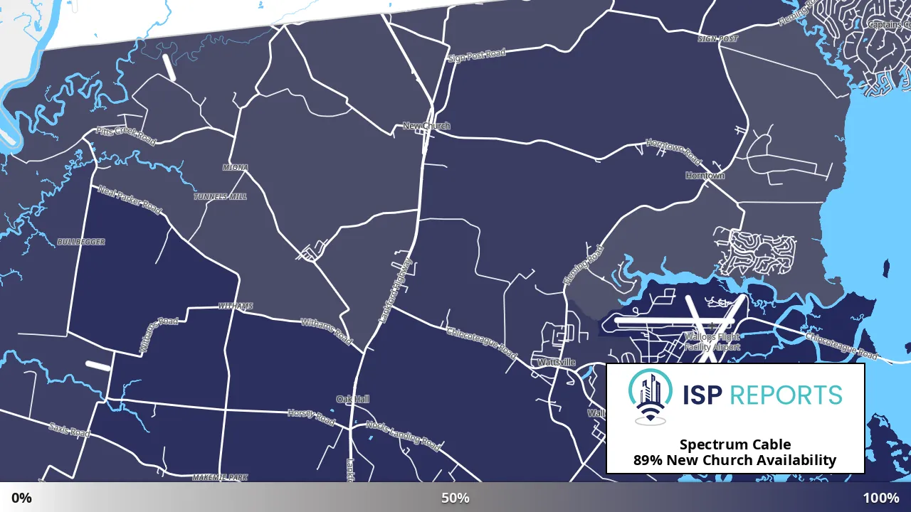 New Church, VA map of internet availability