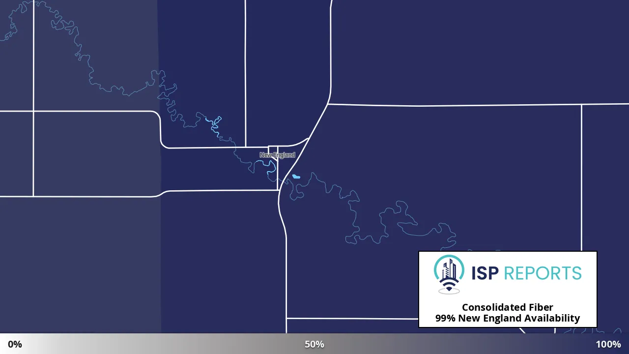 New England, ND map of internet availability