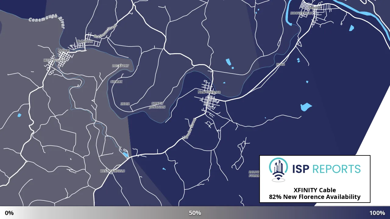 New Florence, PA map of internet availability
