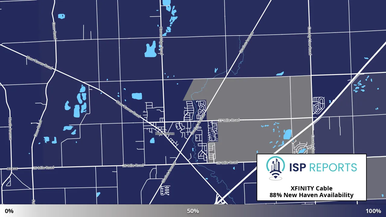 New Haven, MI map of internet availability