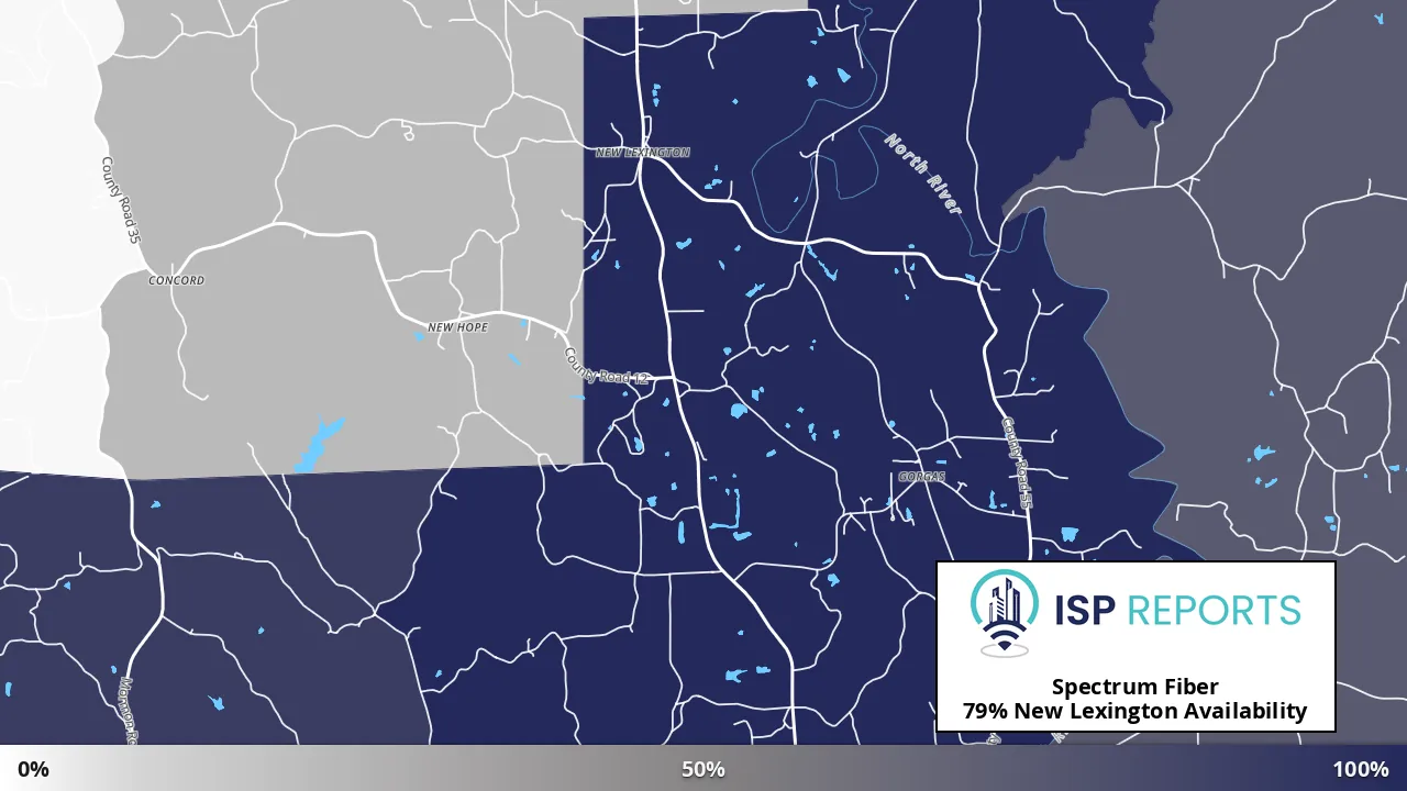 New Lexington, AL map of internet availability