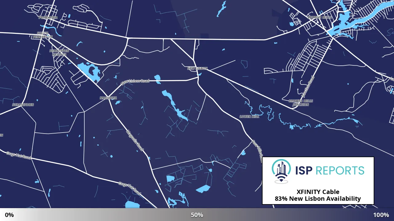 New Lisbon, NJ map of internet availability