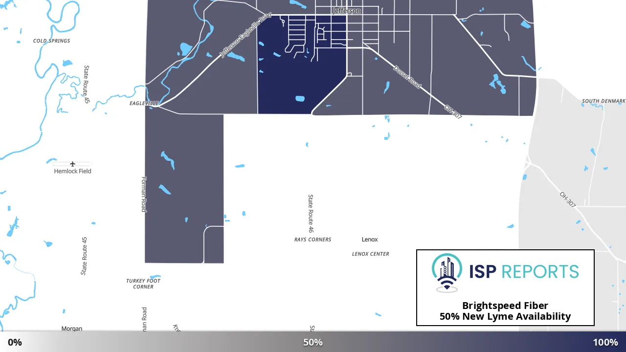 New Lyme, OH map of internet availability