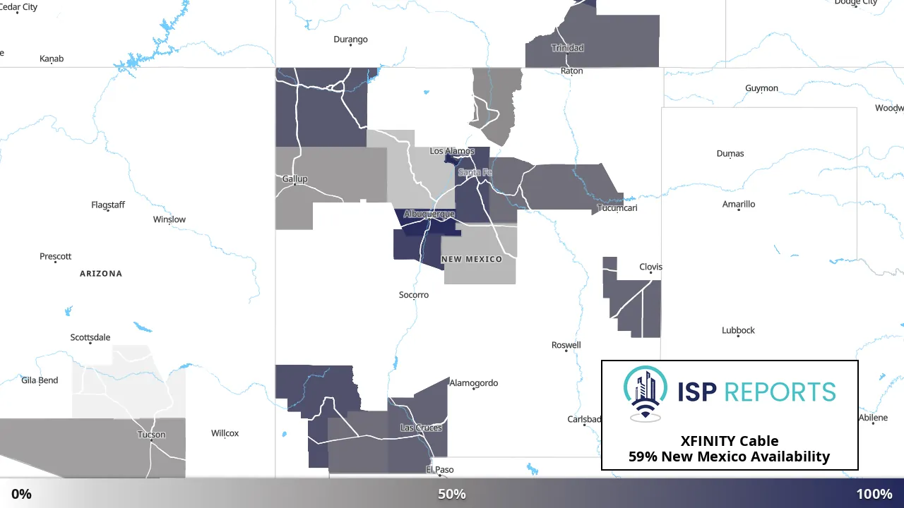 New Mexico map of internet availability