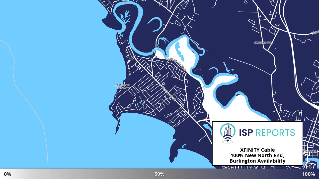 New North End, Burlington, VT map of internet availability