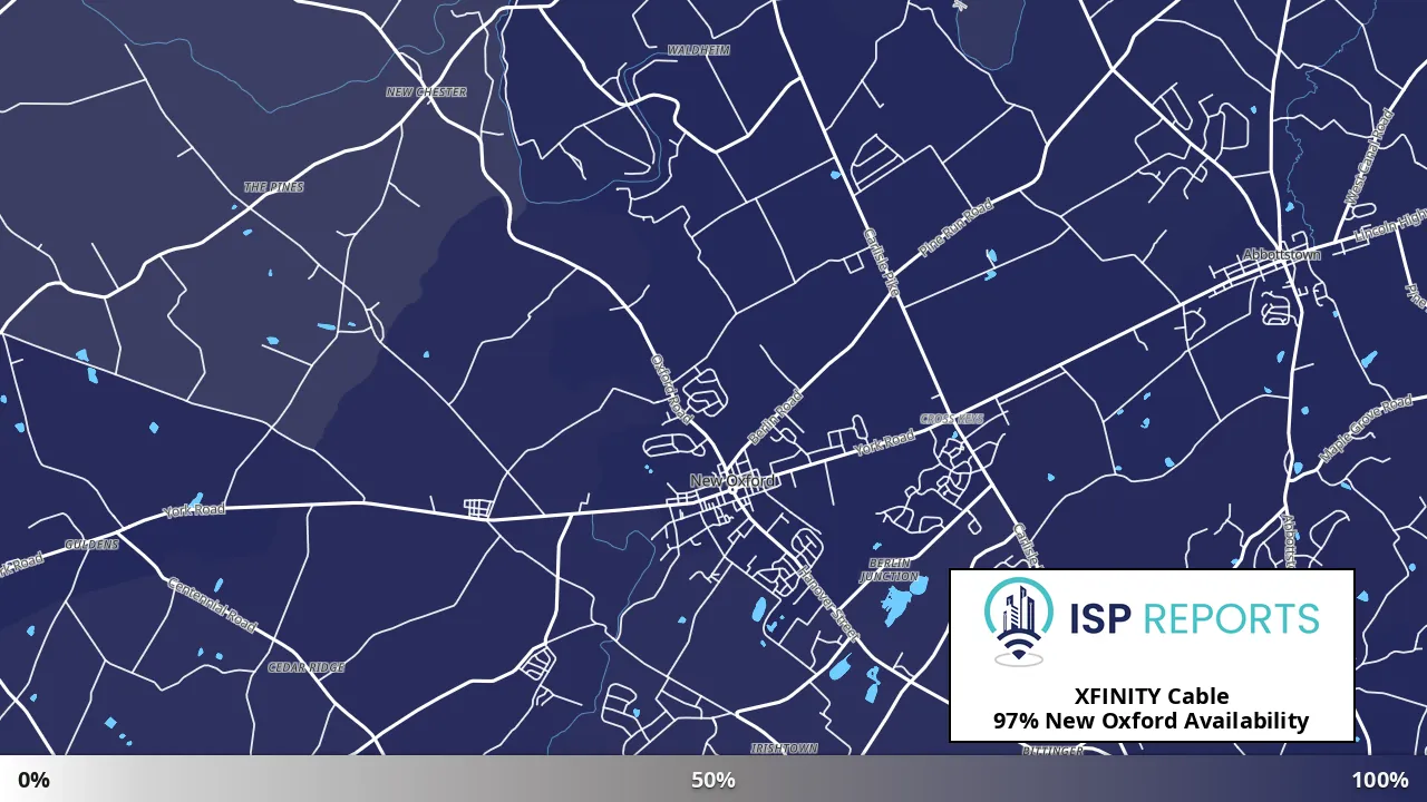 New Oxford, PA map of internet availability