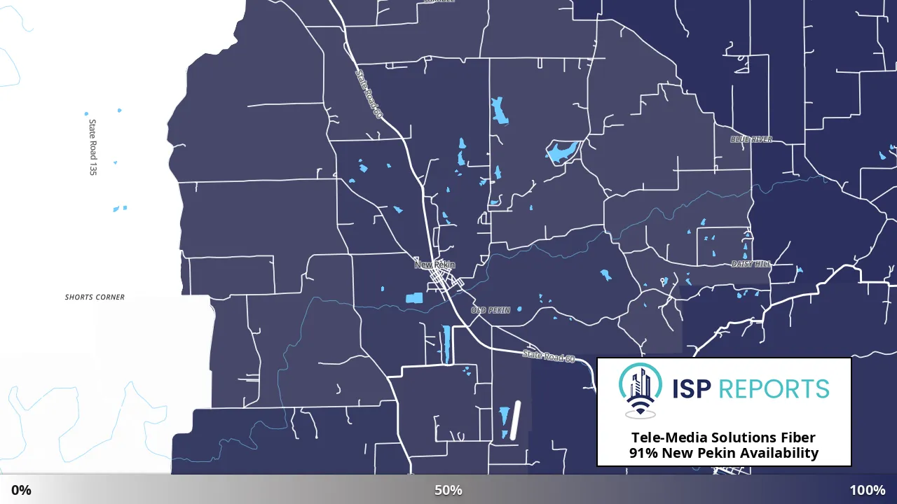 New Pekin, IN map of internet availability