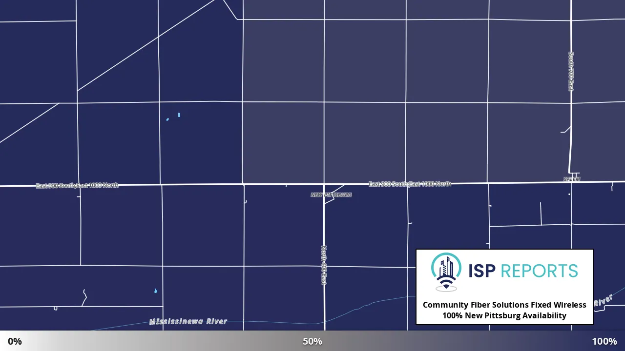 New Pittsburg, IN map of internet availability