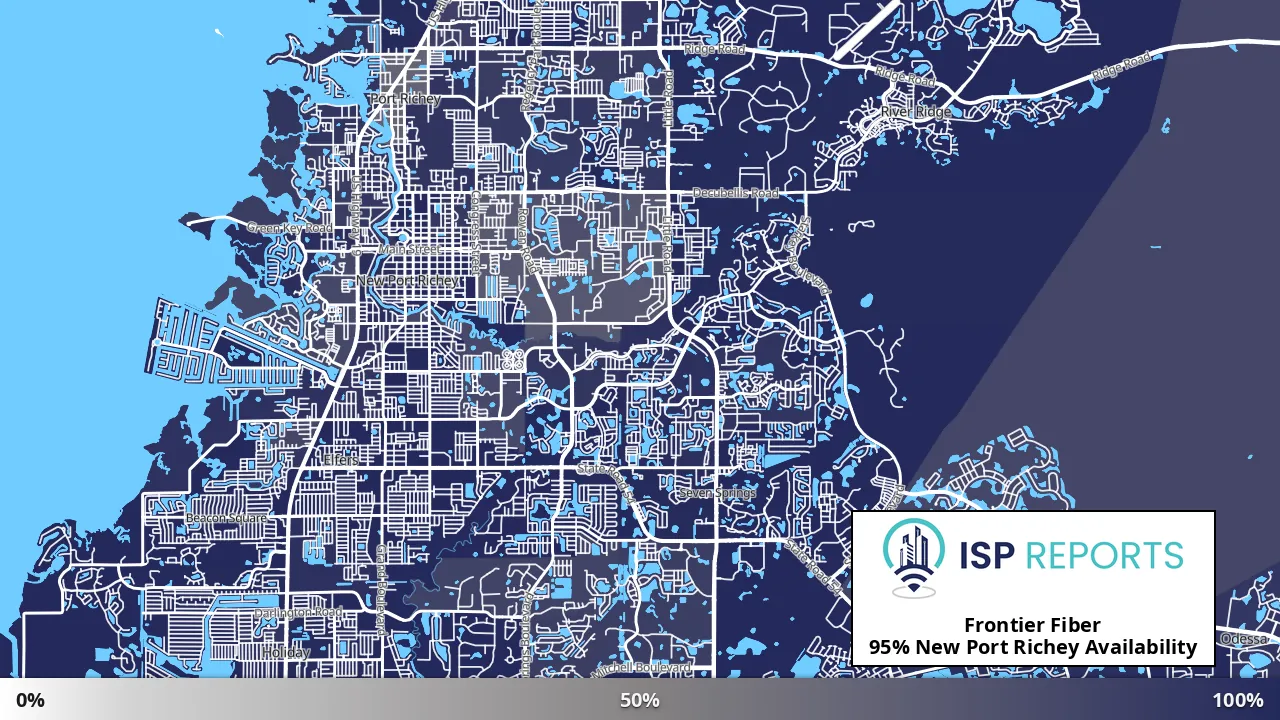 New Port Richey, FL map of internet availability