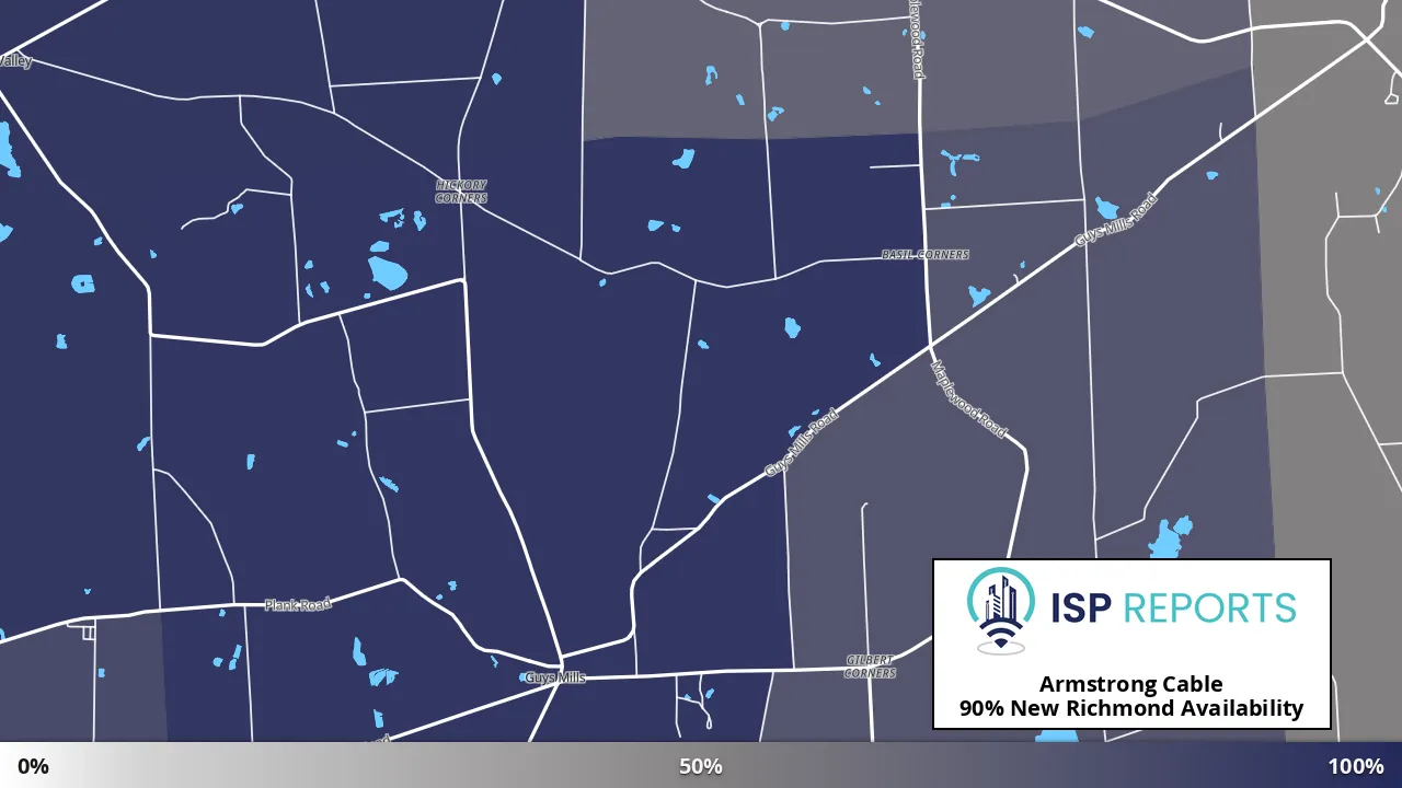 New Richmond, PA map of internet availability