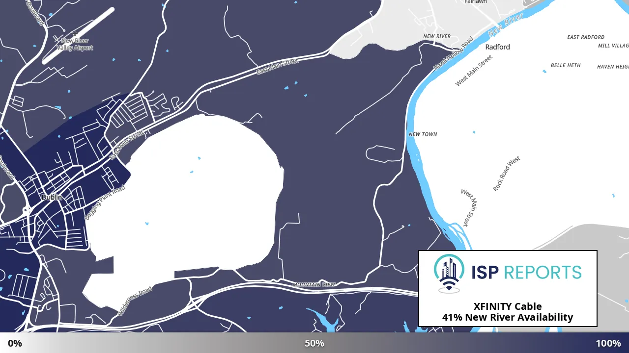 New River, VA map of internet availability